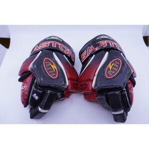 Vintage Easton Z-Air Hockey Gloves 13.5" Black and Red Leather